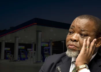 South African petrol station forecourt as Gwede Mantashe warns retailers against withholding fuel