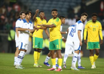 South Africa national football team players at OR Tambo International Airport ahead of the 2026 FIFA World Cup departure to Mexico City.