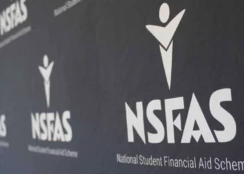 A student checking their NSFAS application status on a laptop