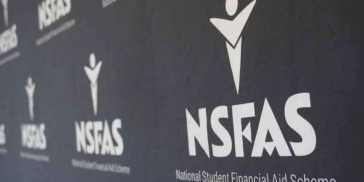 A student checking their NSFAS application status on a laptop