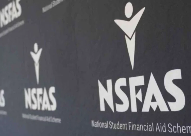 A student checking their NSFAS application status on a laptop