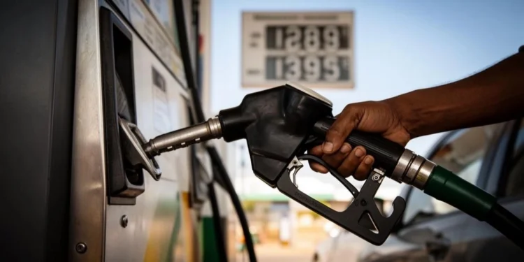 A fuel pump at a South African filling station, showing the petrol price October 2026 increase