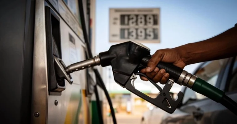 A fuel pump at a South African filling station, showing the petrol price October 2026 increase