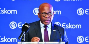 Eskom transmission lines in South Africa, after Mteto Nyati's term as board chair was extended