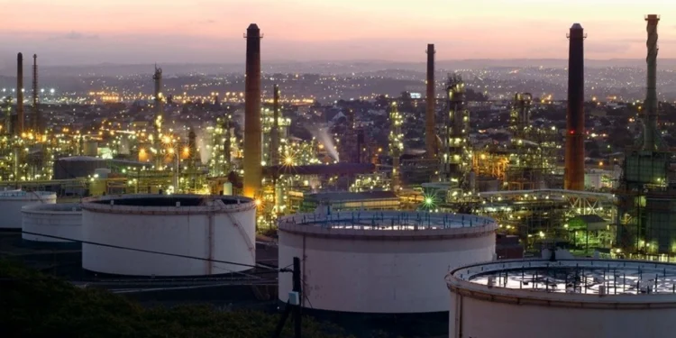 The Sapref refinery in Durban, closed since 2022, illustrating South Africa refinery closures