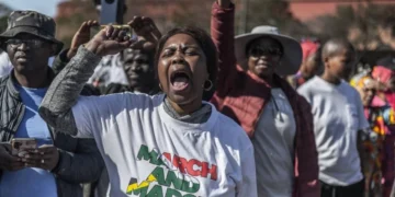 Police monitoring a protest in South Africa, ahead of the 30 September shutdown called by a protest group