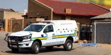 Police tape at a crime scene in Tembisa, where the Ekurhuleni 12th woman was killed