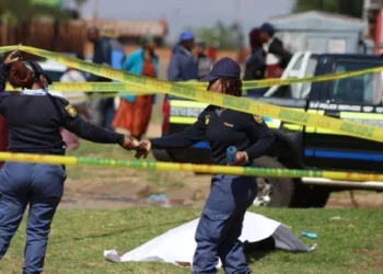 Police tape at a crime scene in Ekurhuleni, Gauteng, where the Ekurhuleni murders are under investigation