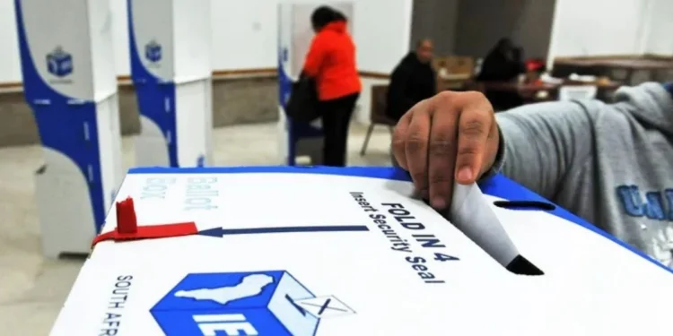 Ballot boxes at a South African voting station as parties audit the system behind local election results